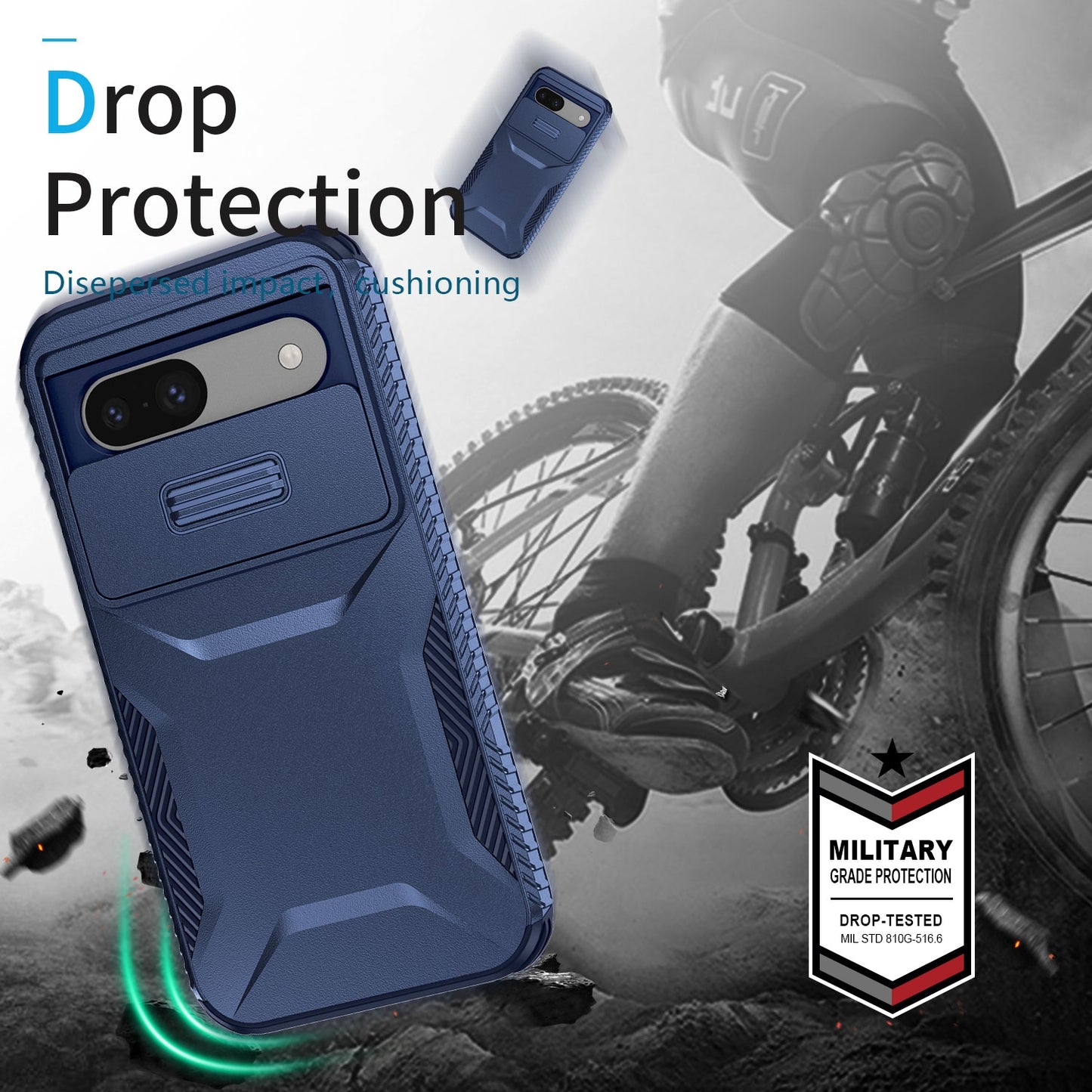 Google Pixel 8a Phone Case with Sliding Camshield | Military-Grade TPU & PC Protective Anti-Scratch Anti-Skid Cover, Durable Shockproof Design