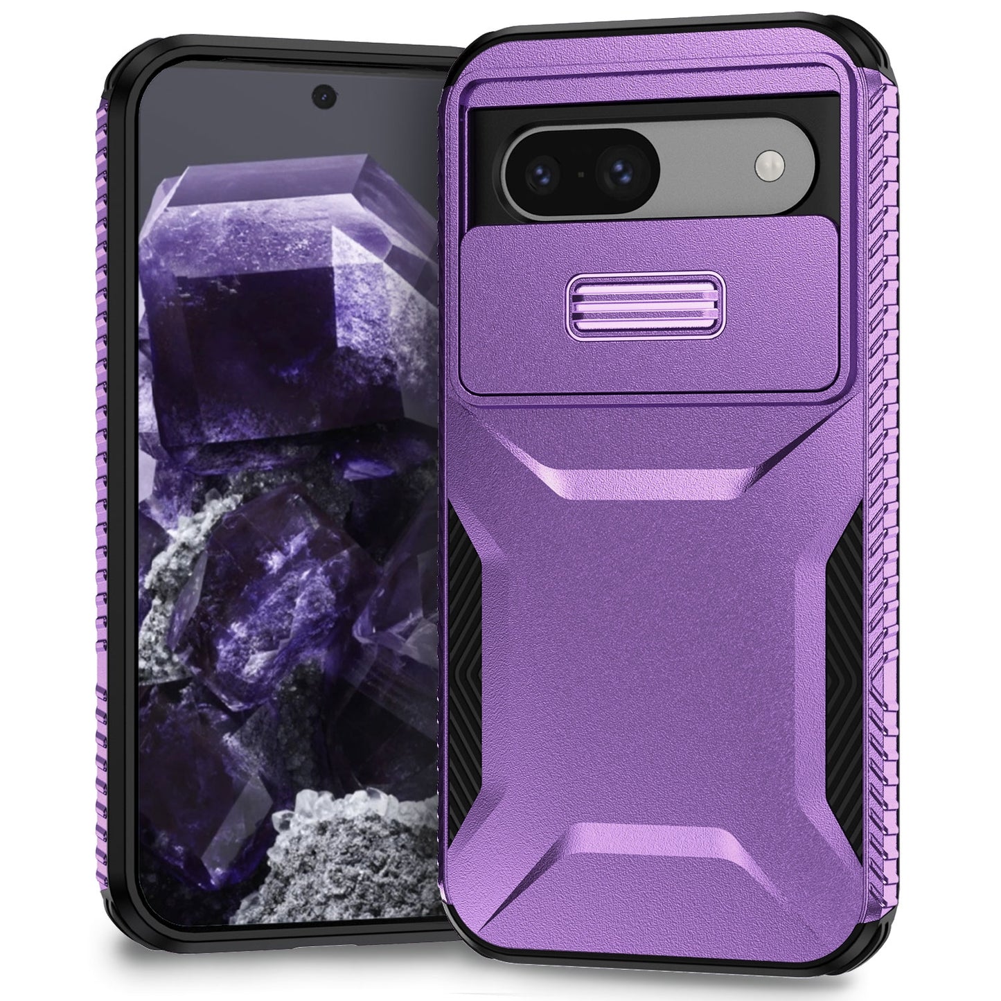 Google Pixel 8a Phone Case with Sliding Camshield | Military-Grade TPU & PC Protective Anti-Scratch Anti-Skid Cover, Durable Shockproof Design