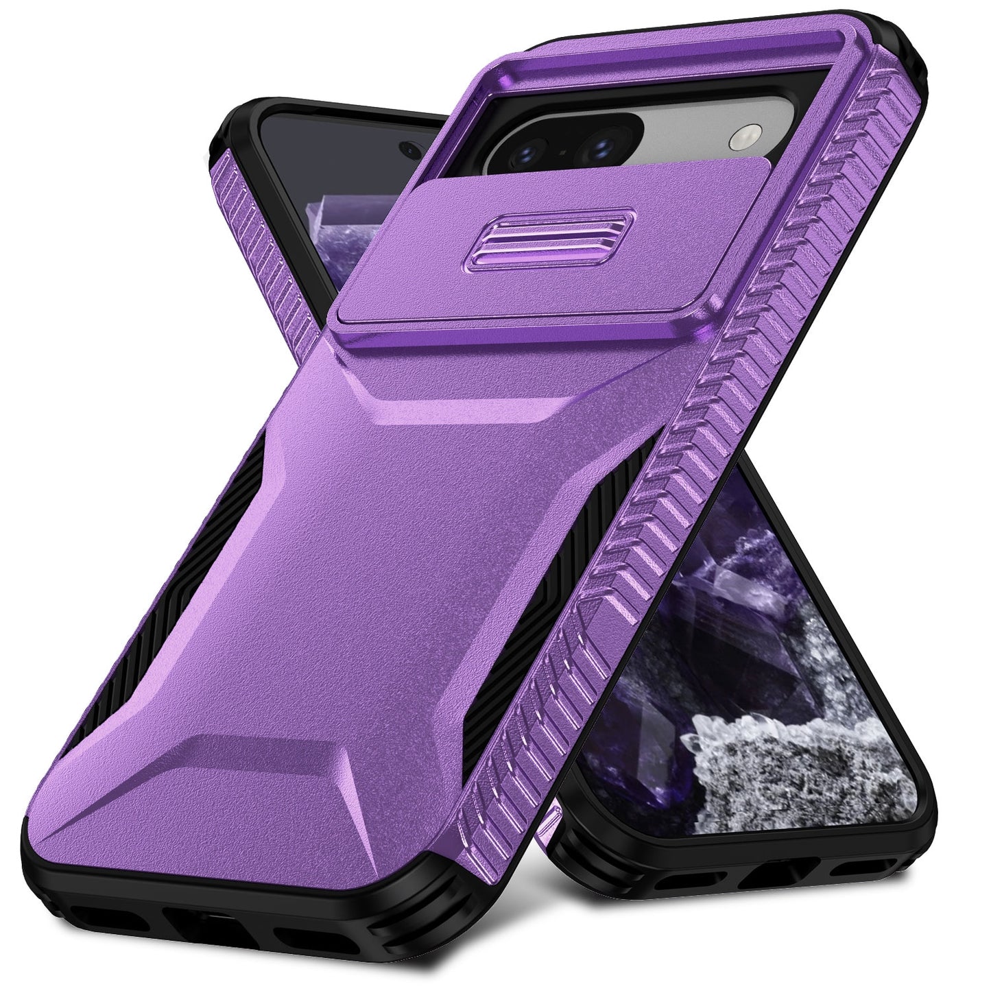 Google Pixel 8a Phone Case with Sliding Camshield | Military-Grade TPU & PC Protective Anti-Scratch Anti-Skid Cover, Durable Shockproof Design