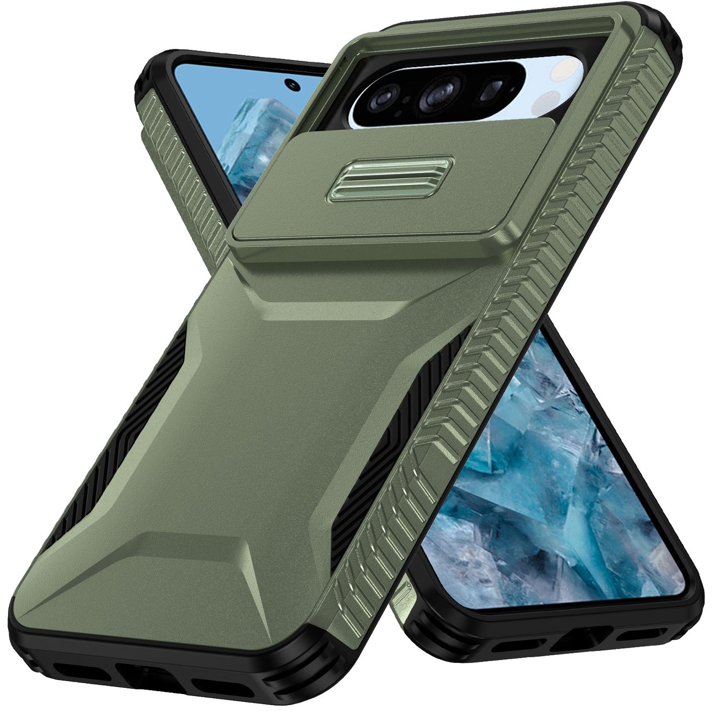 Google Pixel 8 Pro Phone Case with Sliding Camshield | Military-Grade TPU & PC Protective Anti-Scratch Anti-Skid Cover, Durable Shockproof Design
