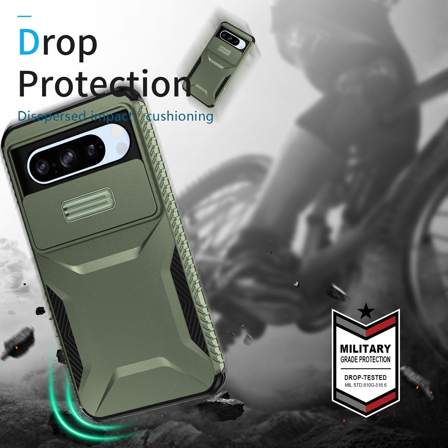 Google Pixel 8 Pro Phone Case with Sliding Camshield | Military-Grade TPU & PC Protective Anti-Scratch Anti-Skid Cover, Durable Shockproof Design