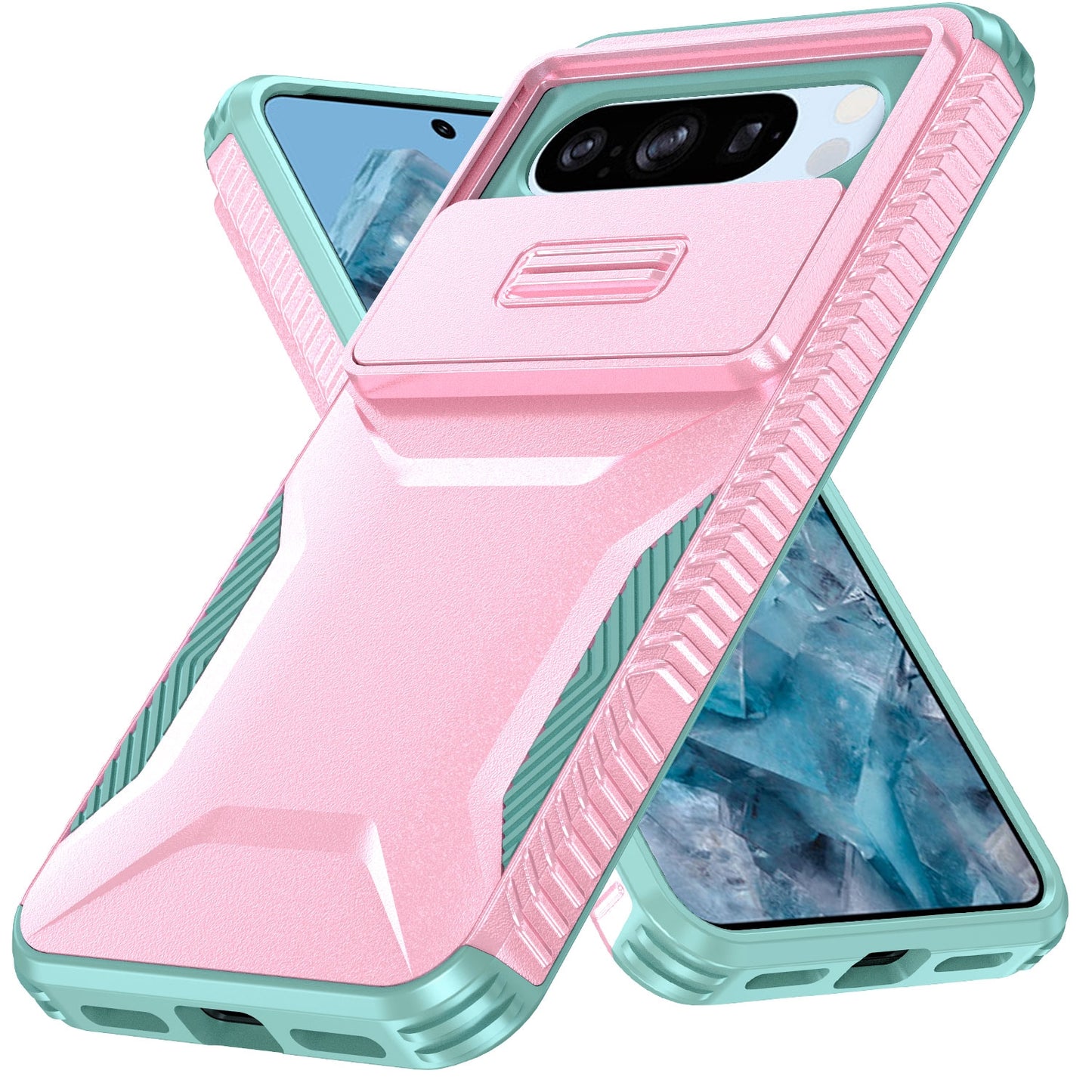 Google Pixel 8 Pro Phone Case with Sliding Camshield | Military-Grade TPU & PC Protective Anti-Scratch Anti-Skid Cover, Durable Shockproof Design
