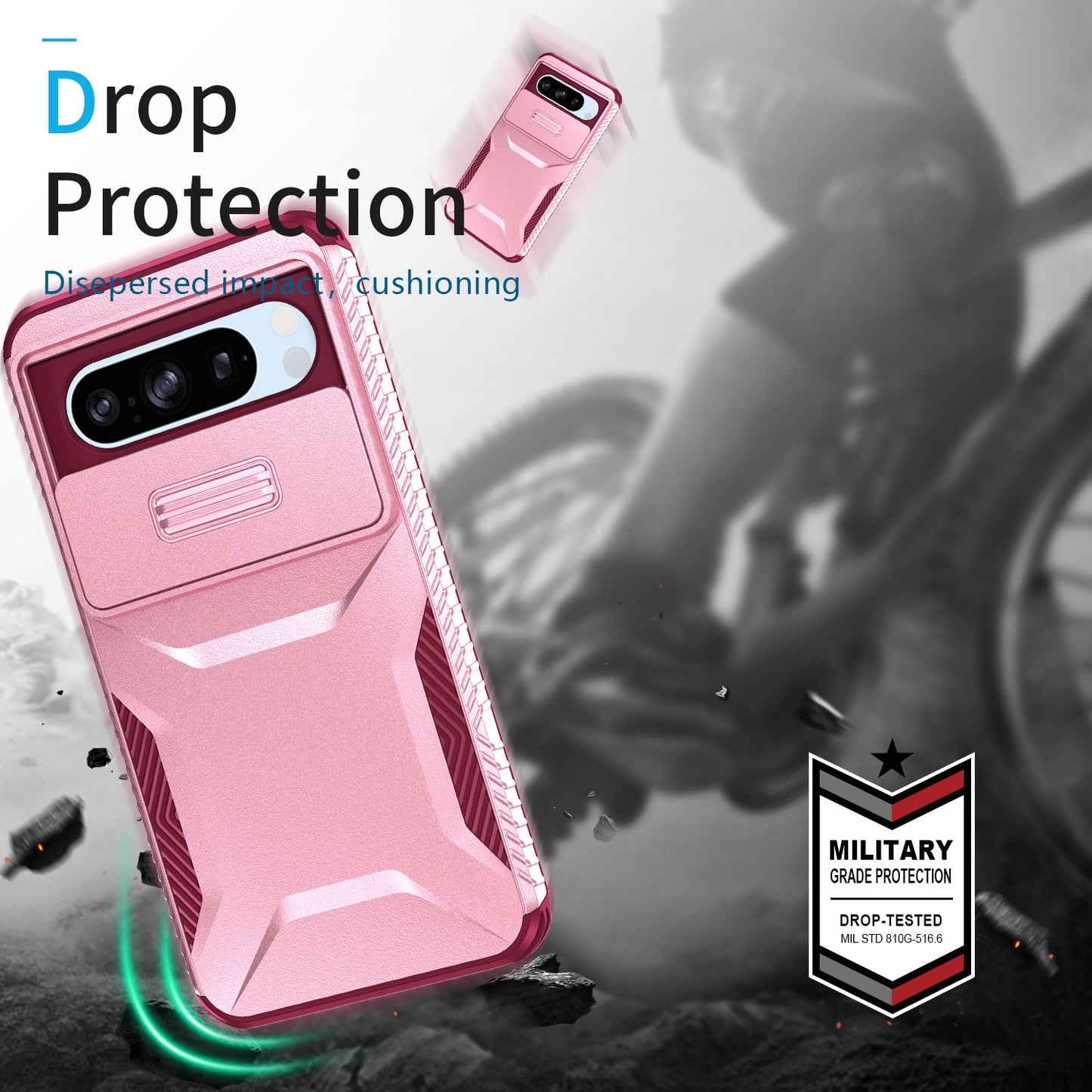 Google Pixel 8 Pro Phone Case with Sliding Camshield | Military-Grade TPU & PC Protective Anti-Scratch Anti-Skid Cover, Durable Shockproof Design