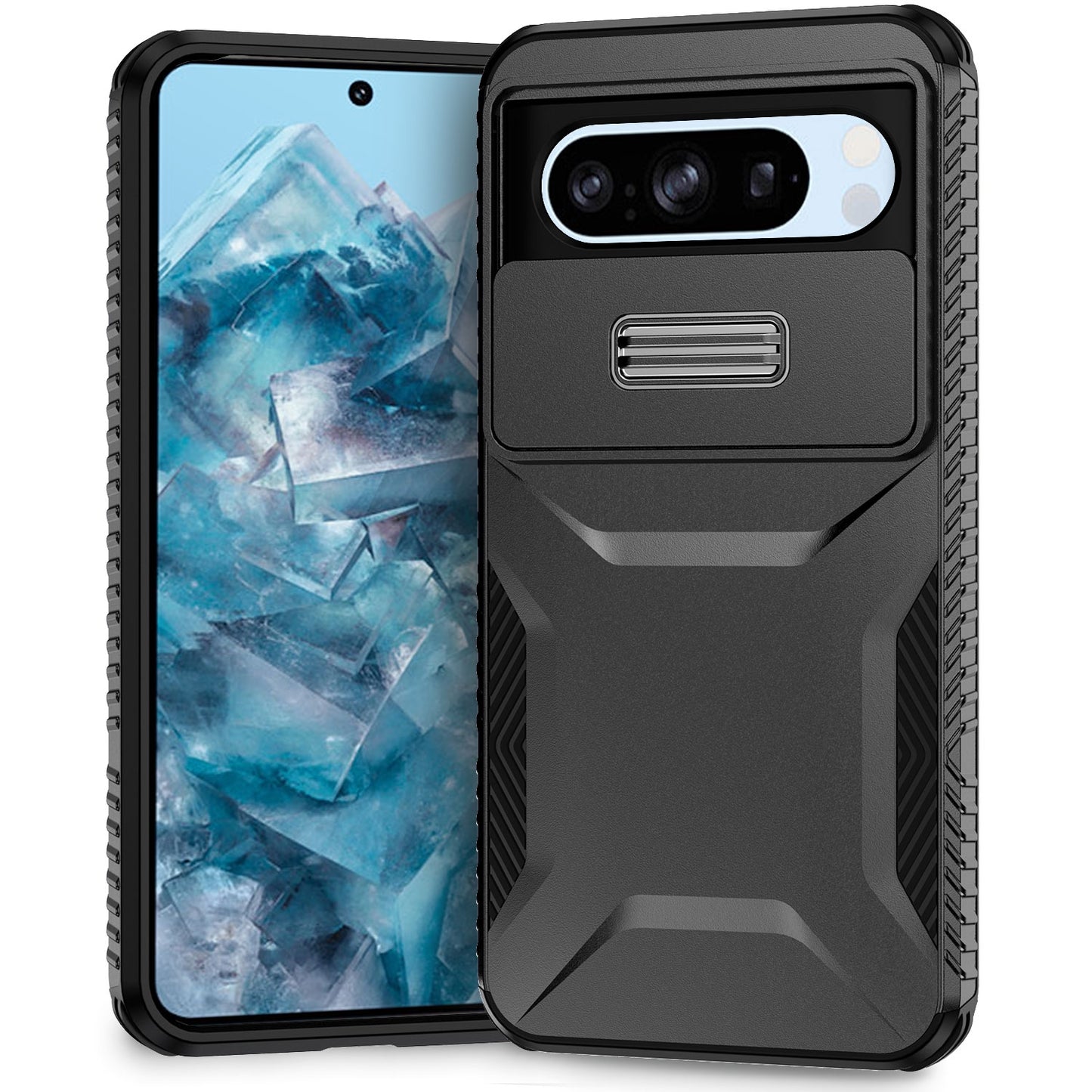 Google Pixel 8 Pro Phone Case with Sliding Camshield | Military-Grade TPU & PC Protective Anti-Scratch Anti-Skid Cover, Durable Shockproof Design