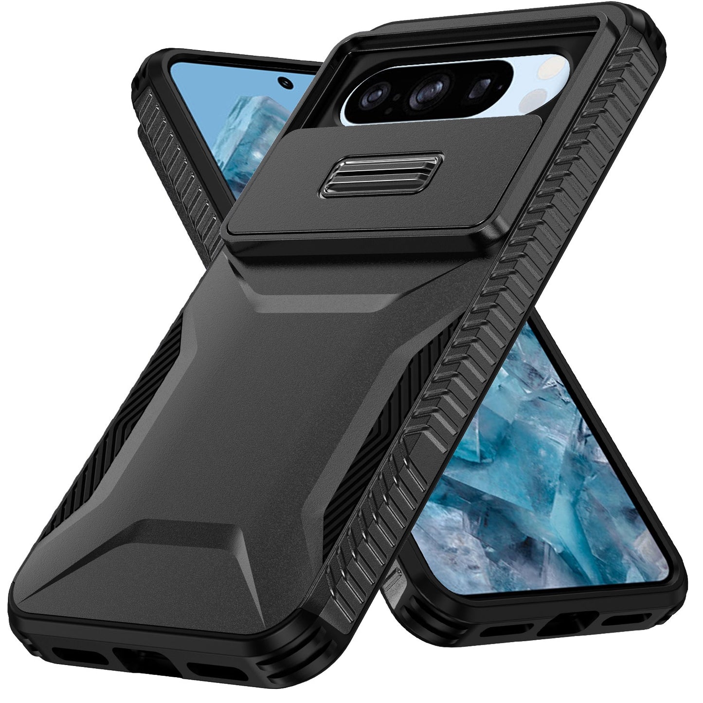 Google Pixel 8 Pro Phone Case with Sliding Camshield | Military-Grade TPU & PC Protective Anti-Scratch Anti-Skid Cover, Durable Shockproof Design