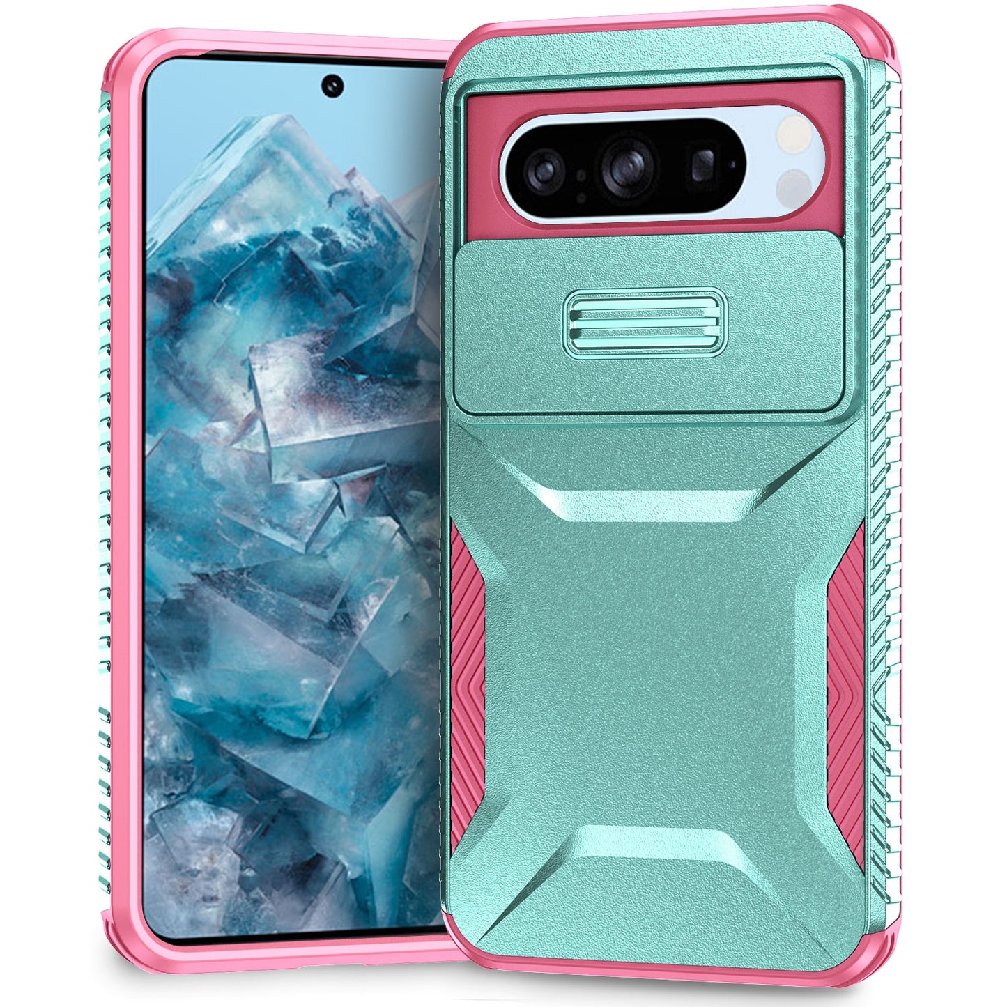 Google Pixel 8 Pro Phone Case with Sliding Camshield | Military-Grade TPU & PC Protective Anti-Scratch Anti-Skid Cover, Durable Shockproof Design