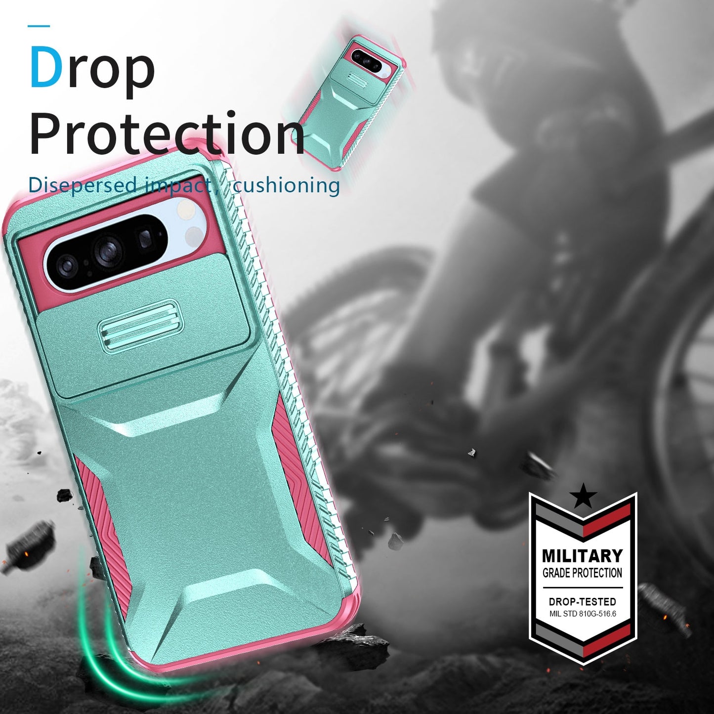 Google Pixel 8 Pro Phone Case with Sliding Camshield | Military-Grade TPU & PC Protective Anti-Scratch Anti-Skid Cover, Durable Shockproof Design