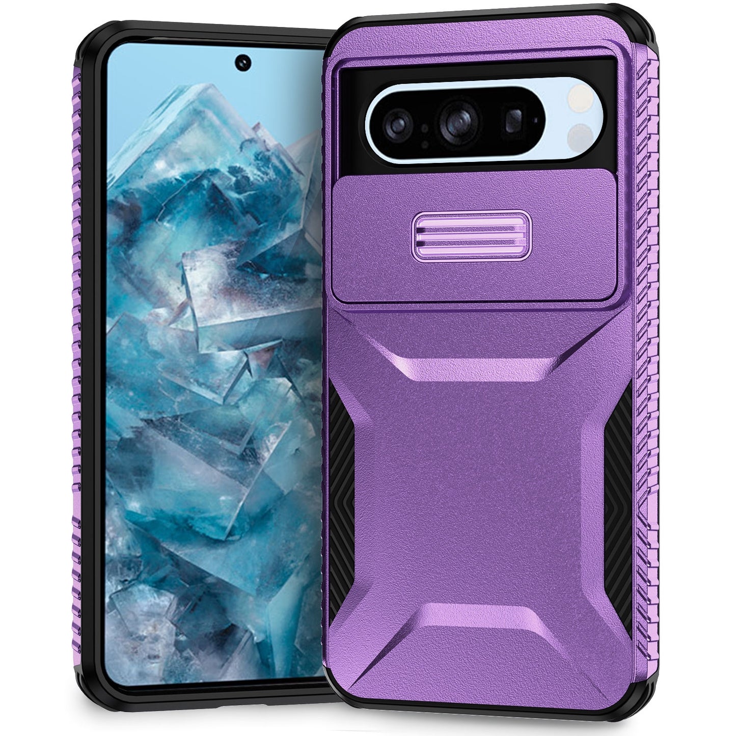 Google Pixel 8 Pro Phone Case with Sliding Camshield | Military-Grade TPU & PC Protective Anti-Scratch Anti-Skid Cover, Durable Shockproof Design