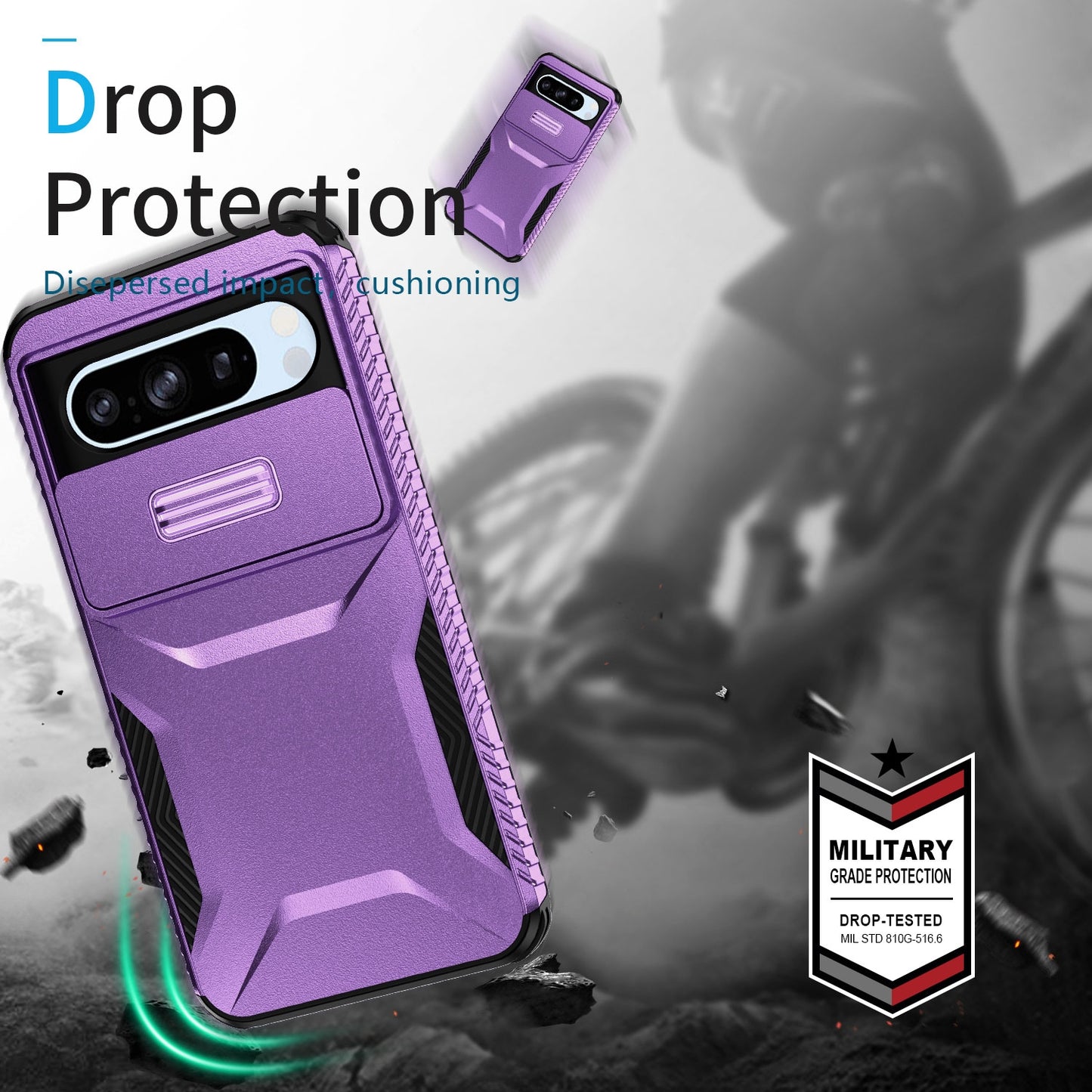 Google Pixel 8 Pro Phone Case with Sliding Camshield | Military-Grade TPU & PC Protective Anti-Scratch Anti-Skid Cover, Durable Shockproof Design