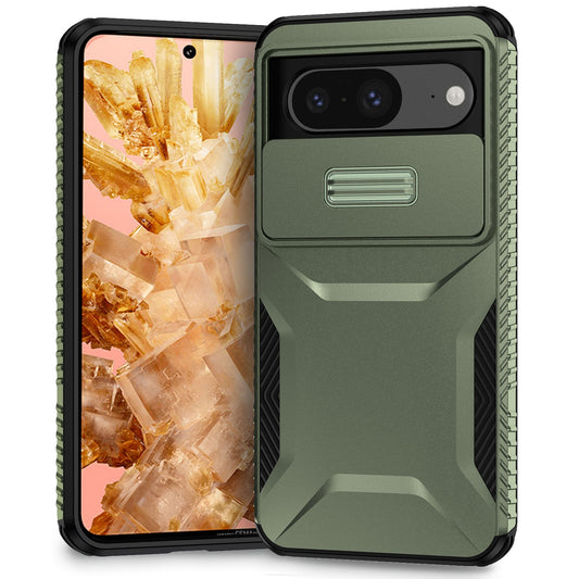 Google Pixel 8 Phone Case with Sliding Camshield | Military-Grade TPU & PC Protective Anti-Scratch Anti-Skid Cover, Durable Shockproof Design
