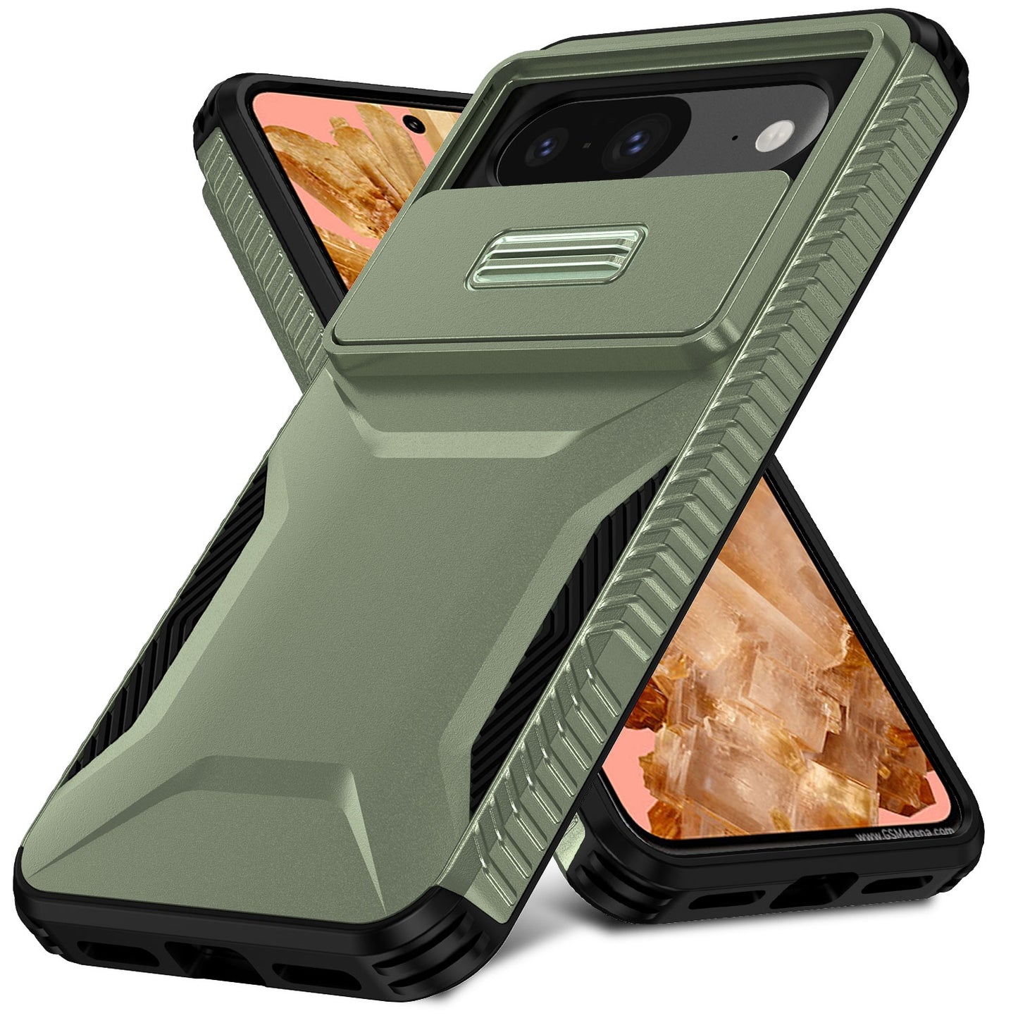 Google Pixel 8 Phone Case with Sliding Camshield | Military-Grade TPU & PC Protective Anti-Scratch Anti-Skid Cover, Durable Shockproof Design