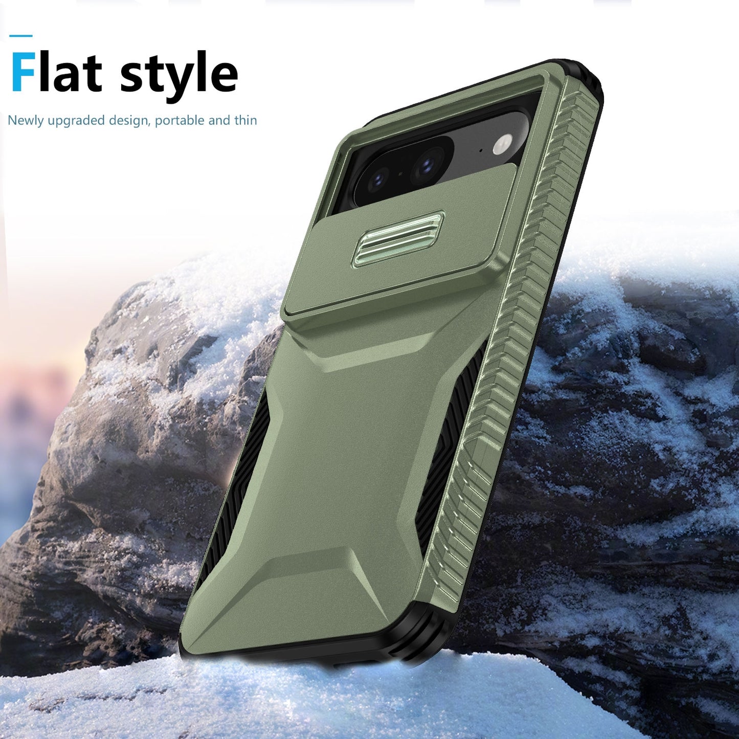 Google Pixel 8 Phone Case with Sliding Camshield | Military-Grade TPU & PC Protective Anti-Scratch Anti-Skid Cover, Durable Shockproof Design