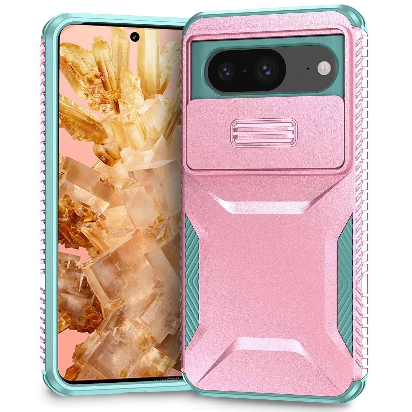 Google Pixel 8 Phone Case with Sliding Camshield | Military-Grade TPU & PC Protective Anti-Scratch Anti-Skid Cover, Durable Shockproof Design