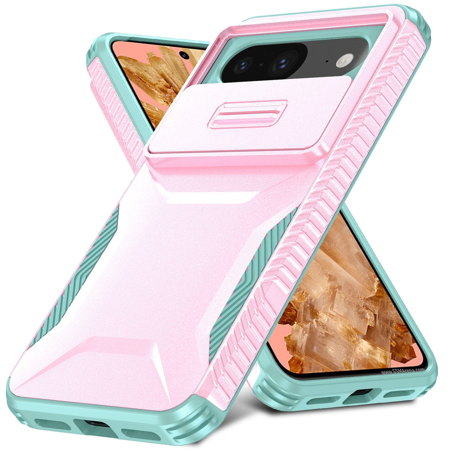 Google Pixel 8 Phone Case with Sliding Camshield | Military-Grade TPU & PC Protective Anti-Scratch Anti-Skid Cover, Durable Shockproof Design