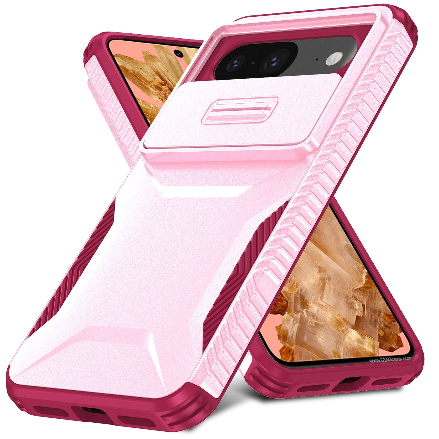 Google Pixel 8 Phone Case with Sliding Camshield | Military-Grade TPU & PC Protective Anti-Scratch Anti-Skid Cover, Durable Shockproof Design
