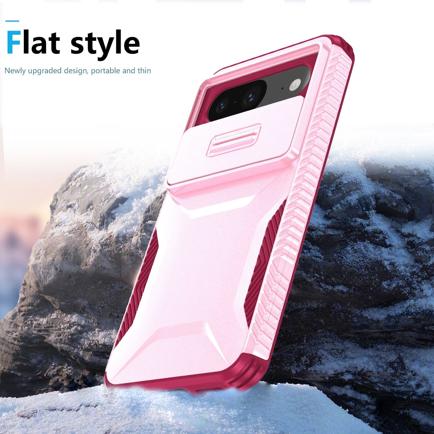 Google Pixel 8 Phone Case with Sliding Camshield | Military-Grade TPU & PC Protective Anti-Scratch Anti-Skid Cover, Durable Shockproof Design