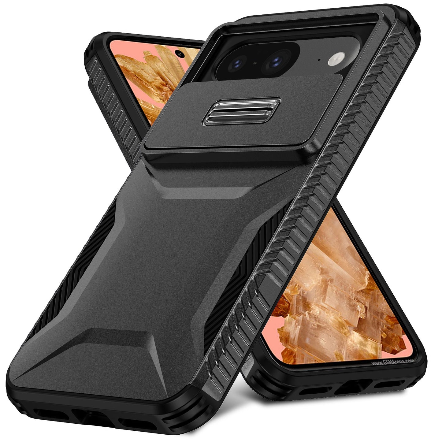 Google Pixel 8 Phone Case with Sliding Camshield | Military-Grade TPU & PC Protective Anti-Scratch Anti-Skid Cover, Durable Shockproof Design