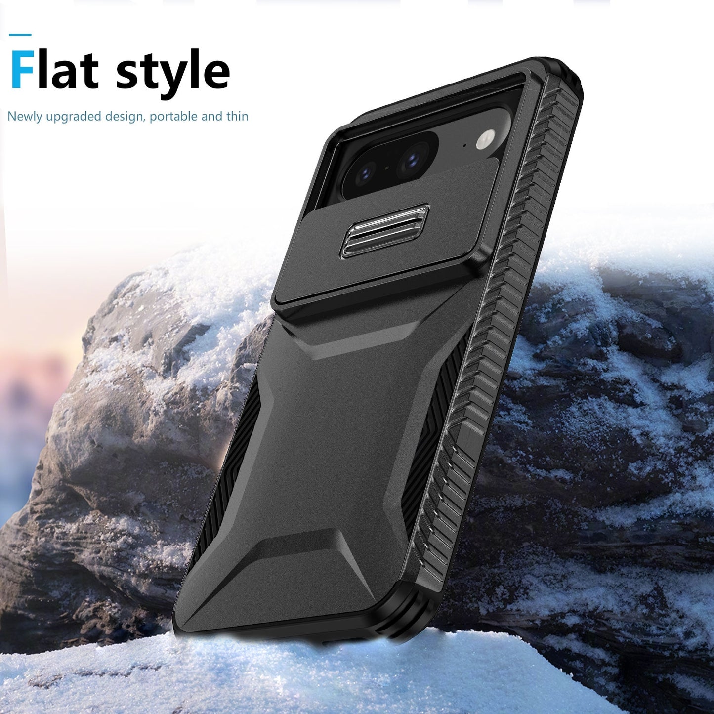 Google Pixel 8 Phone Case with Sliding Camshield | Military-Grade TPU & PC Protective Anti-Scratch Anti-Skid Cover, Durable Shockproof Design