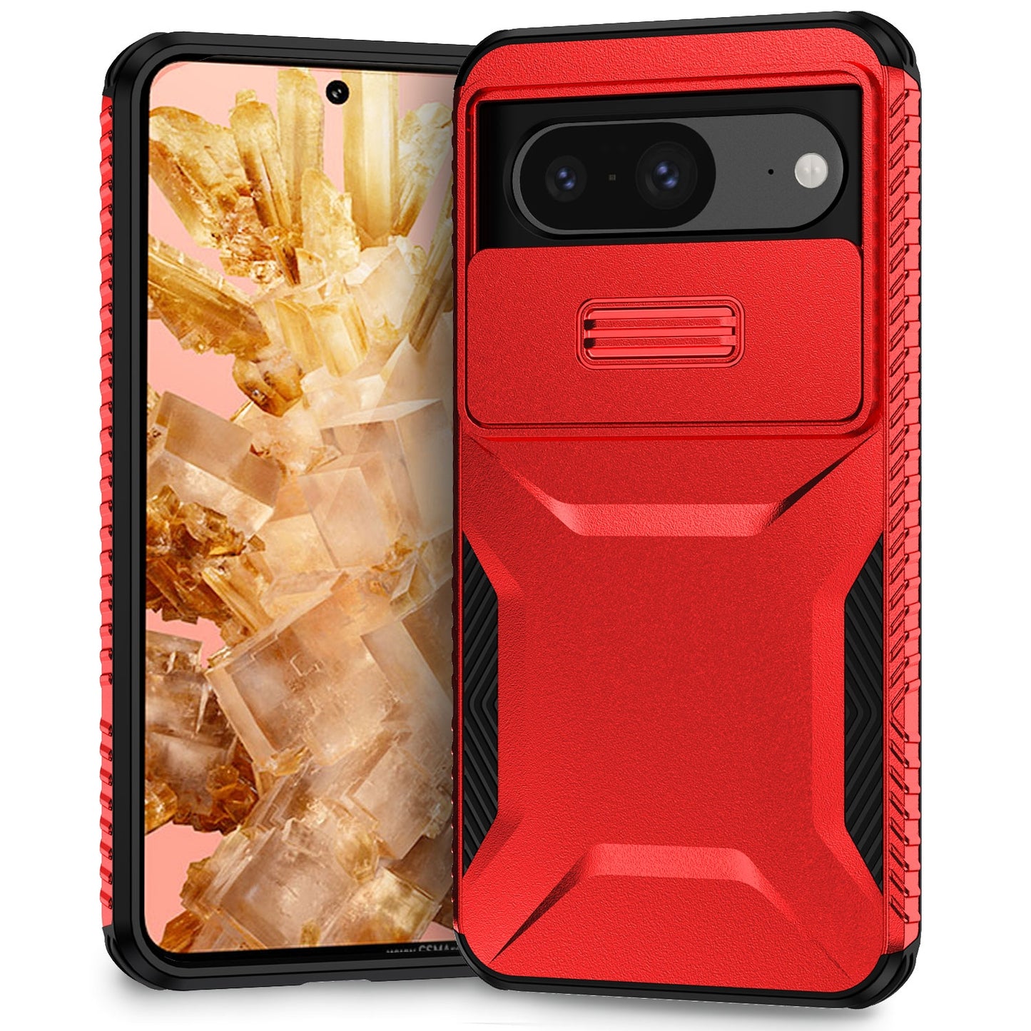 Google Pixel 8 Phone Case with Sliding Camshield | Military-Grade TPU & PC Protective Anti-Scratch Anti-Skid Cover, Durable Shockproof Design