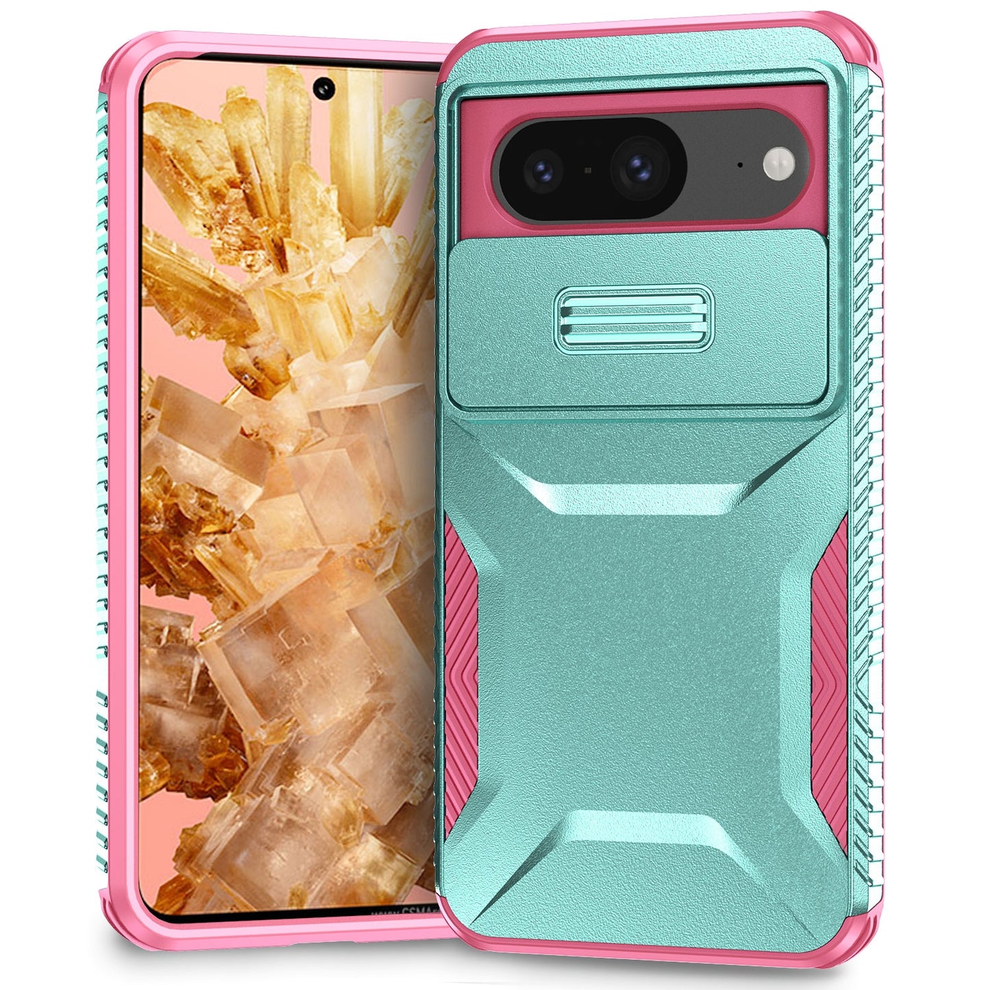 Google Pixel 8 Phone Case with Sliding Camshield | Military-Grade TPU & PC Protective Anti-Scratch Anti-Skid Cover, Durable Shockproof Design