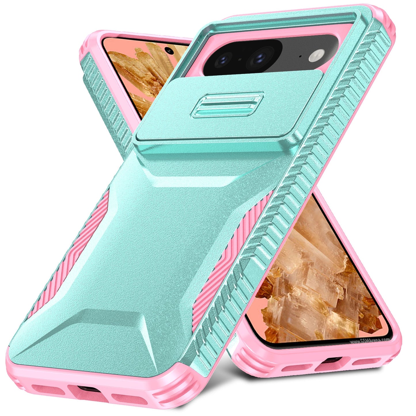 Google Pixel 8 Phone Case with Sliding Camshield | Military-Grade TPU & PC Protective Anti-Scratch Anti-Skid Cover, Durable Shockproof Design