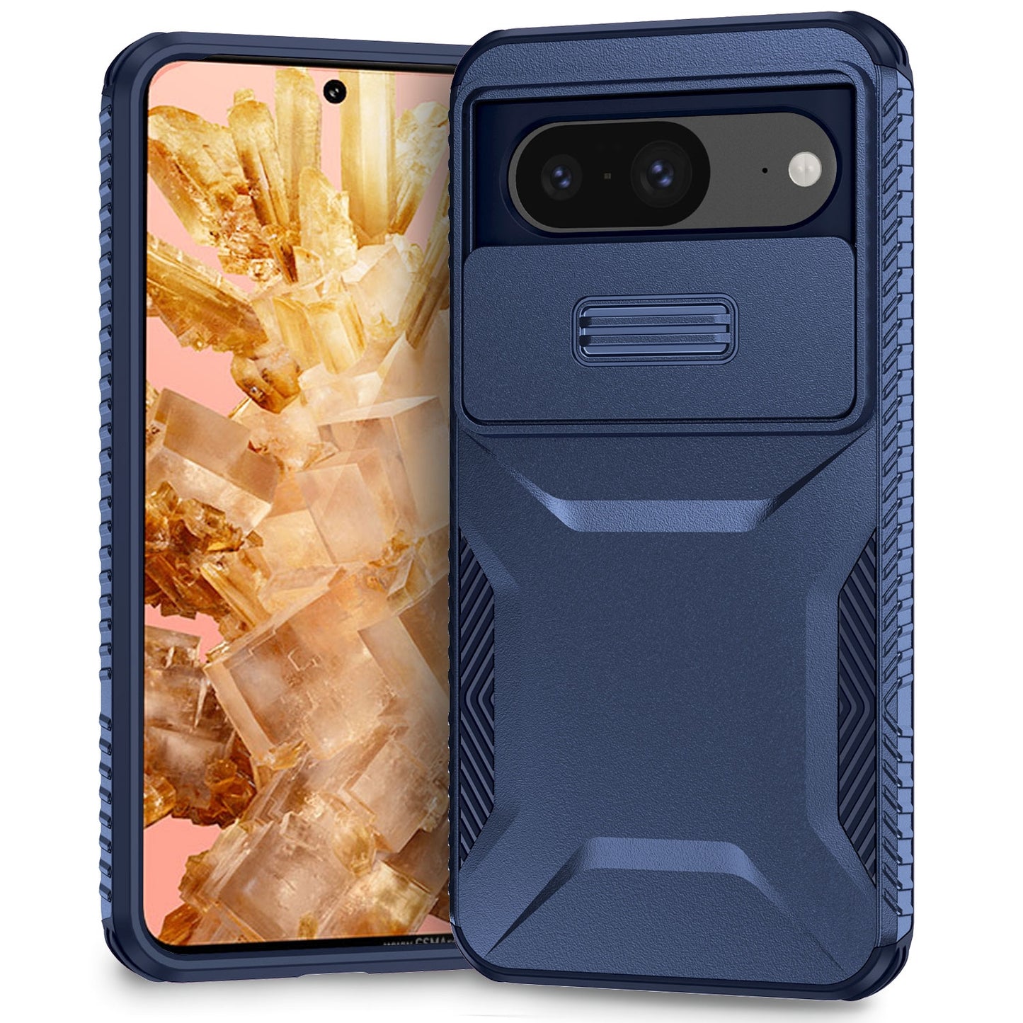 Google Pixel 8 Phone Case with Sliding Camshield | Military-Grade TPU & PC Protective Anti-Scratch Anti-Skid Cover, Durable Shockproof Design