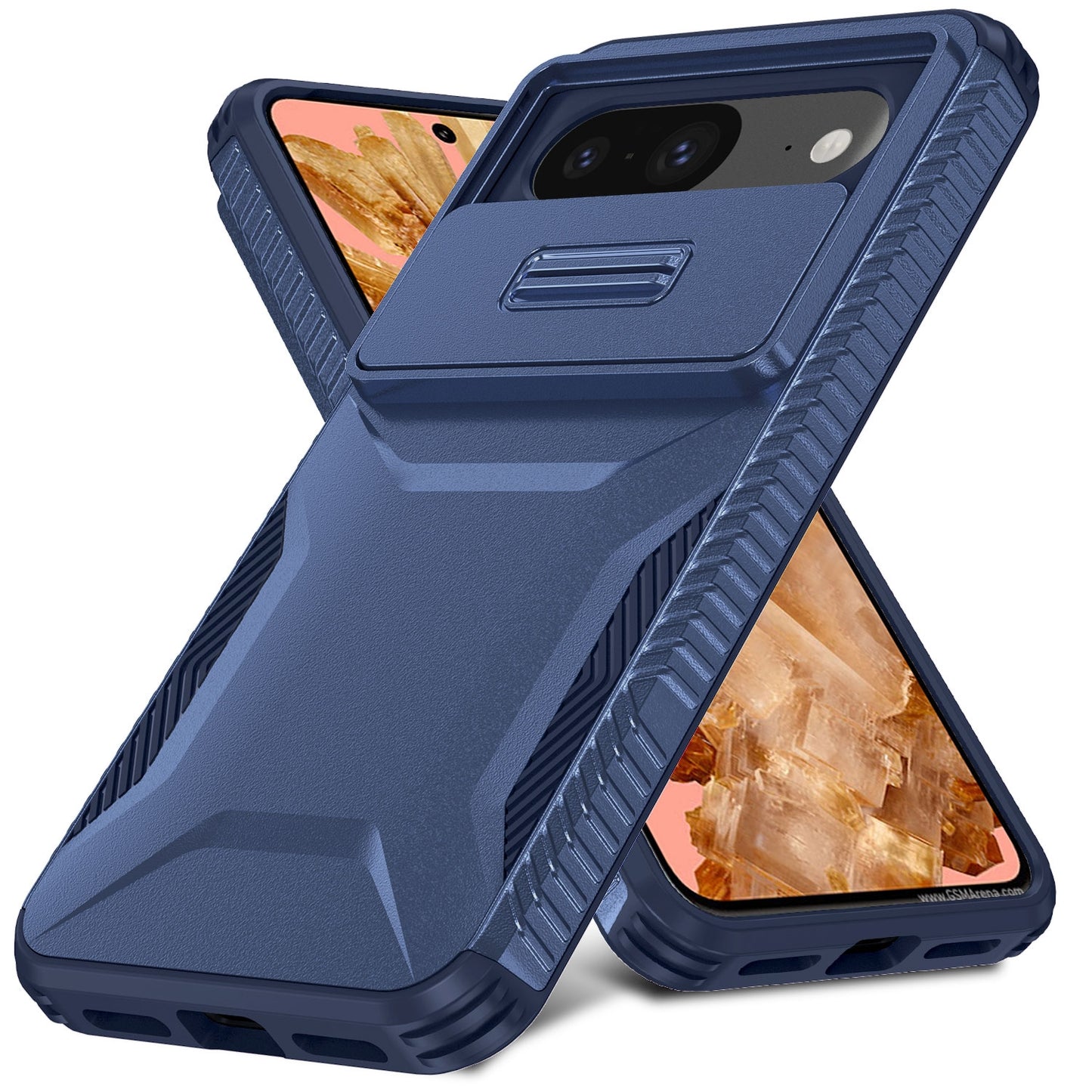 Google Pixel 8 Phone Case with Sliding Camshield | Military-Grade TPU & PC Protective Anti-Scratch Anti-Skid Cover, Durable Shockproof Design