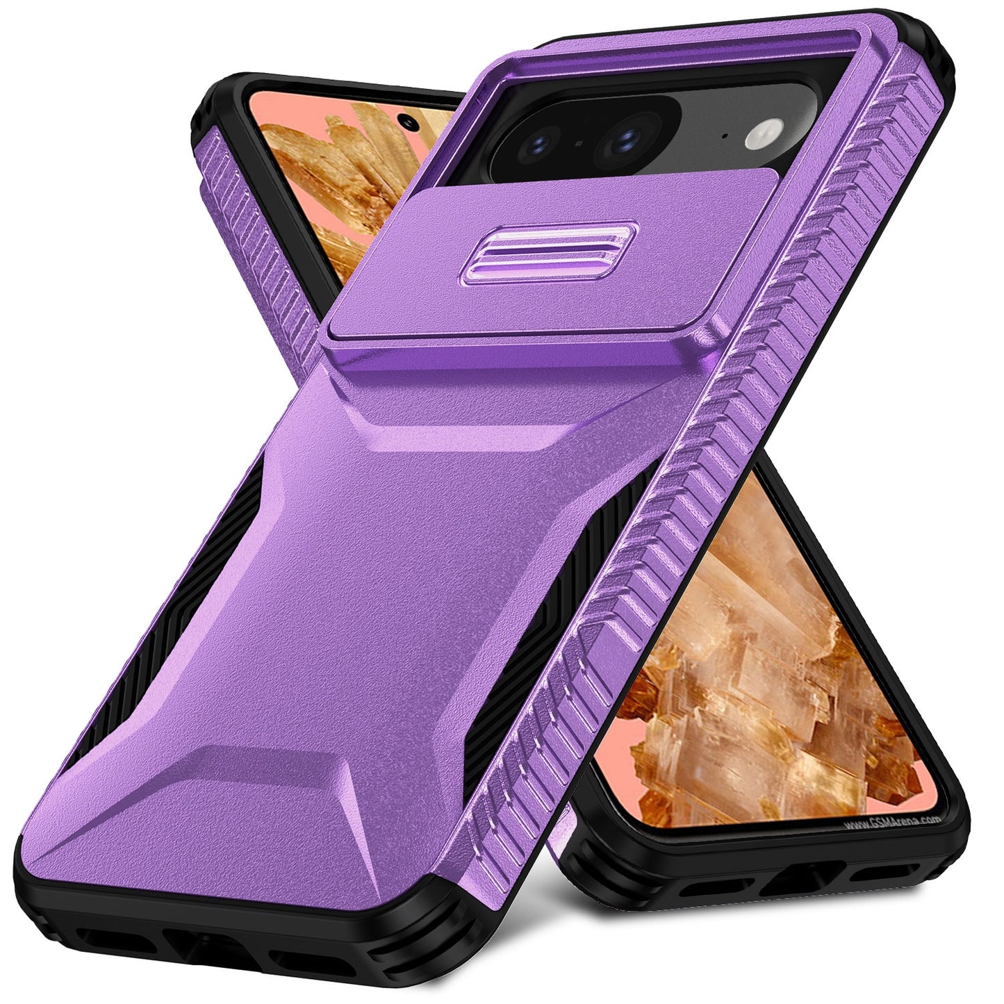 Google Pixel 8 Phone Case with Sliding Camshield | Military-Grade TPU & PC Protective Anti-Scratch Anti-Skid Cover, Durable Shockproof Design