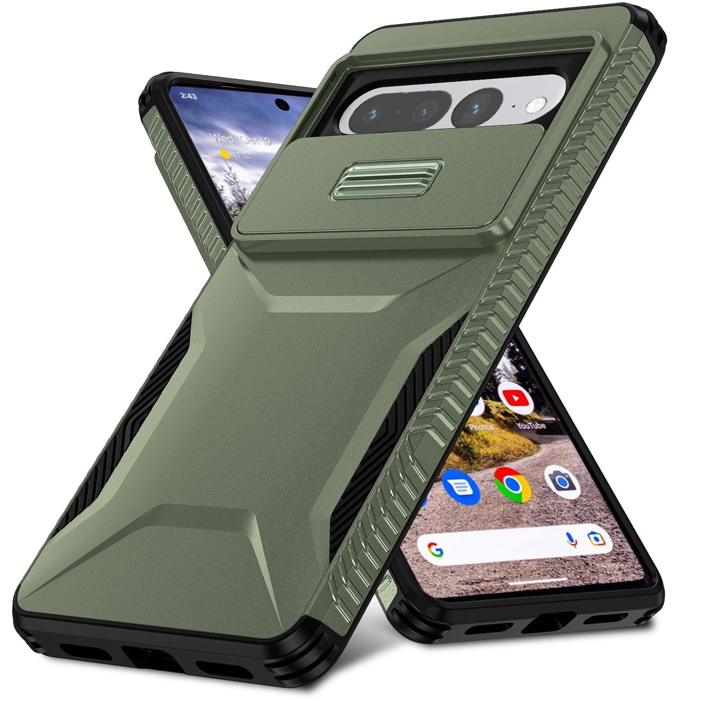 Google Pixel 7 Pro Phone Case with Sliding Camshield | Military-Grade TPU & PC Protective Anti-Scratch Anti-Skid Cover, Durable Shockproof Design