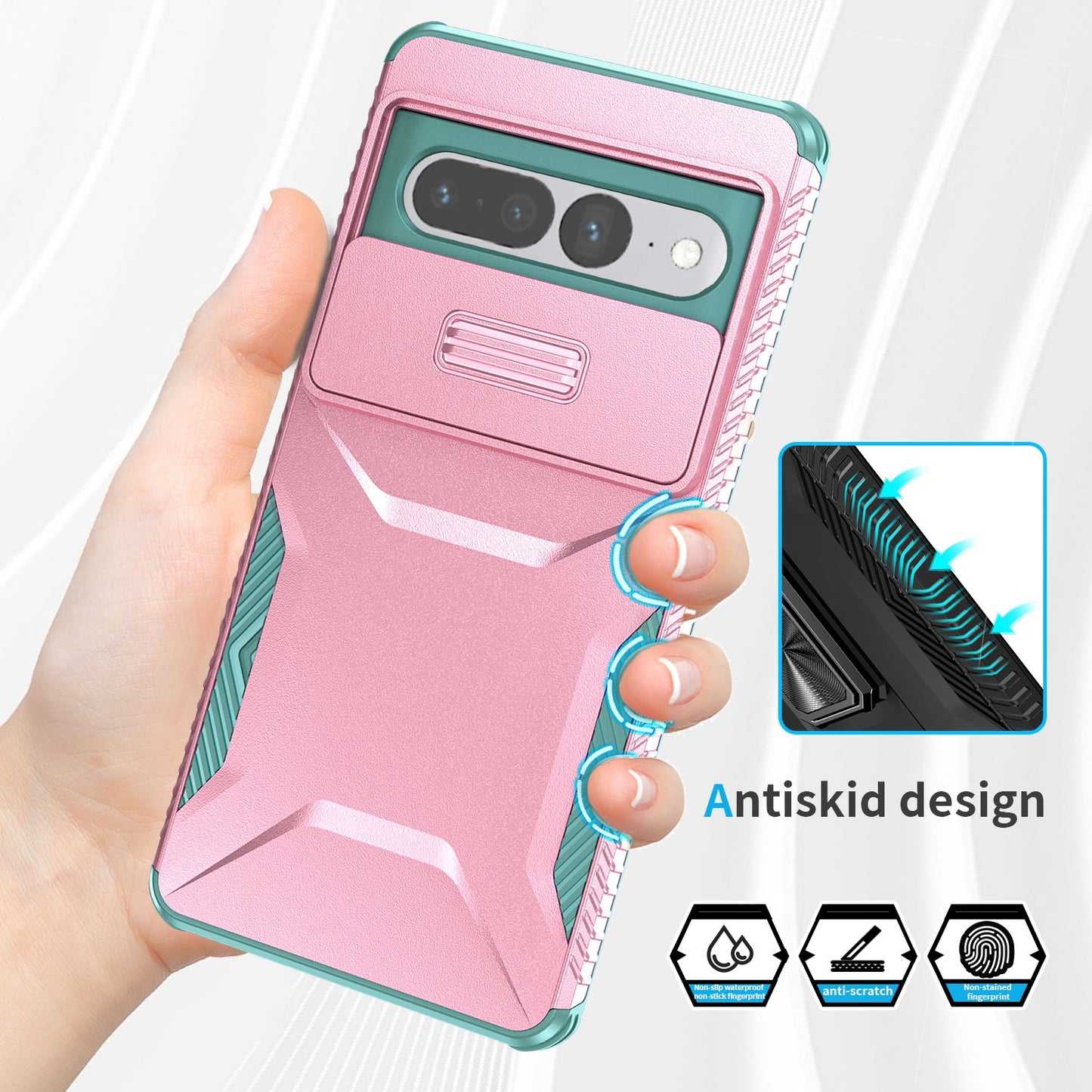 Google Pixel 7 Pro Phone Case with Sliding Camshield | Military-Grade TPU & PC Protective Anti-Scratch Anti-Skid Cover, Durable Shockproof Design