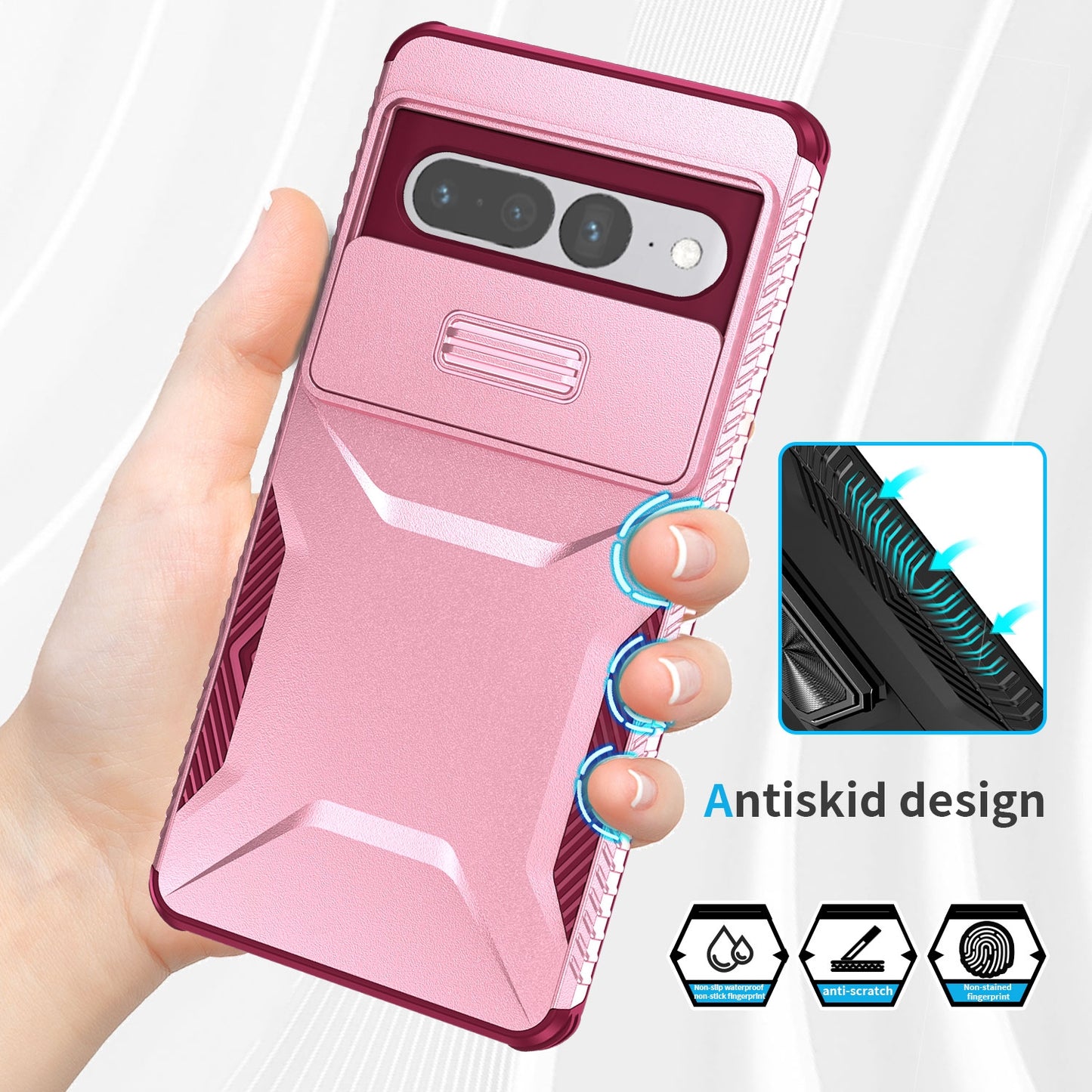Google Pixel 7 Pro Phone Case with Sliding Camshield | Military-Grade TPU & PC Protective Anti-Scratch Anti-Skid Cover, Durable Shockproof Design