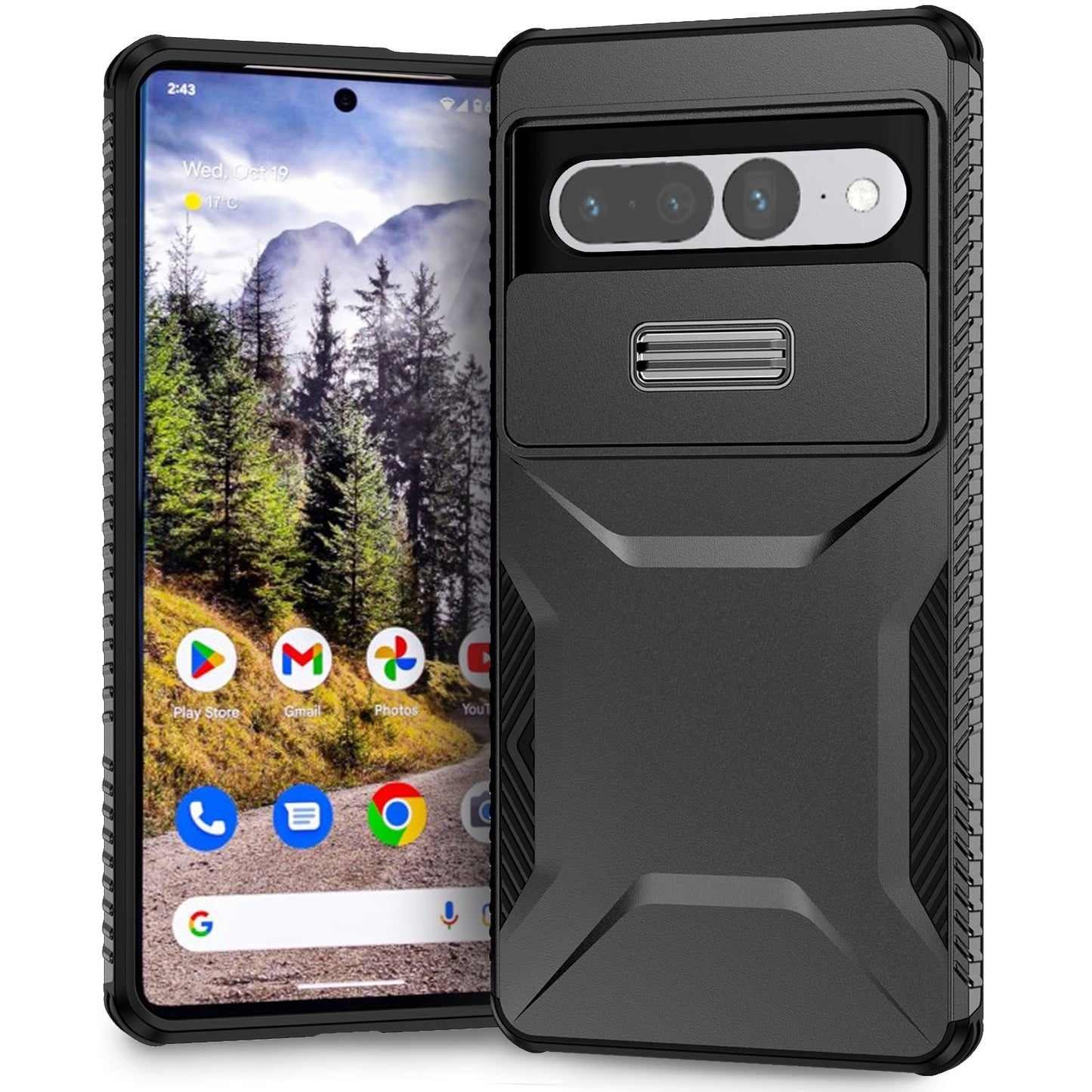 Google Pixel 7 Pro Phone Case with Sliding Camshield | Military-Grade TPU & PC Protective Anti-Scratch Anti-Skid Cover, Durable Shockproof Design