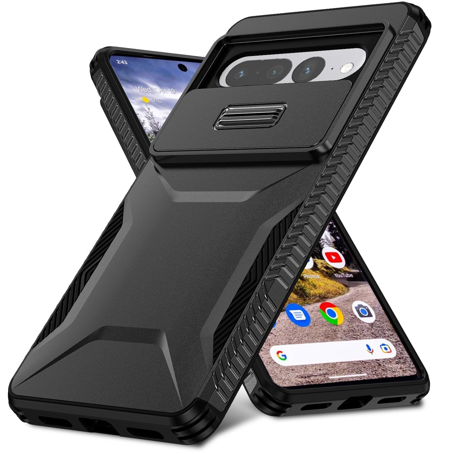 Google Pixel 7 Pro Phone Case with Sliding Camshield | Military-Grade TPU & PC Protective Anti-Scratch Anti-Skid Cover, Durable Shockproof Design