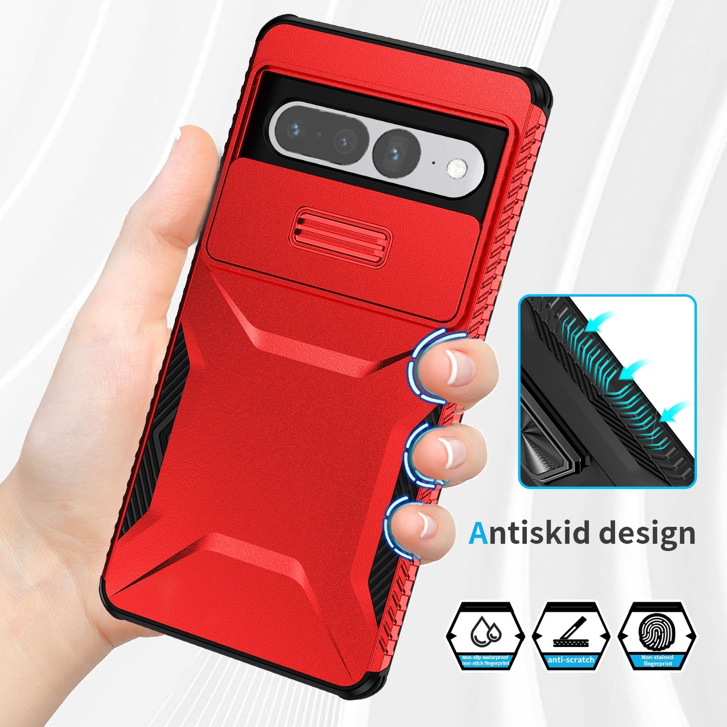 Google Pixel 7 Pro Phone Case with Sliding Camshield | Military-Grade TPU & PC Protective Anti-Scratch Anti-Skid Cover, Durable Shockproof Design