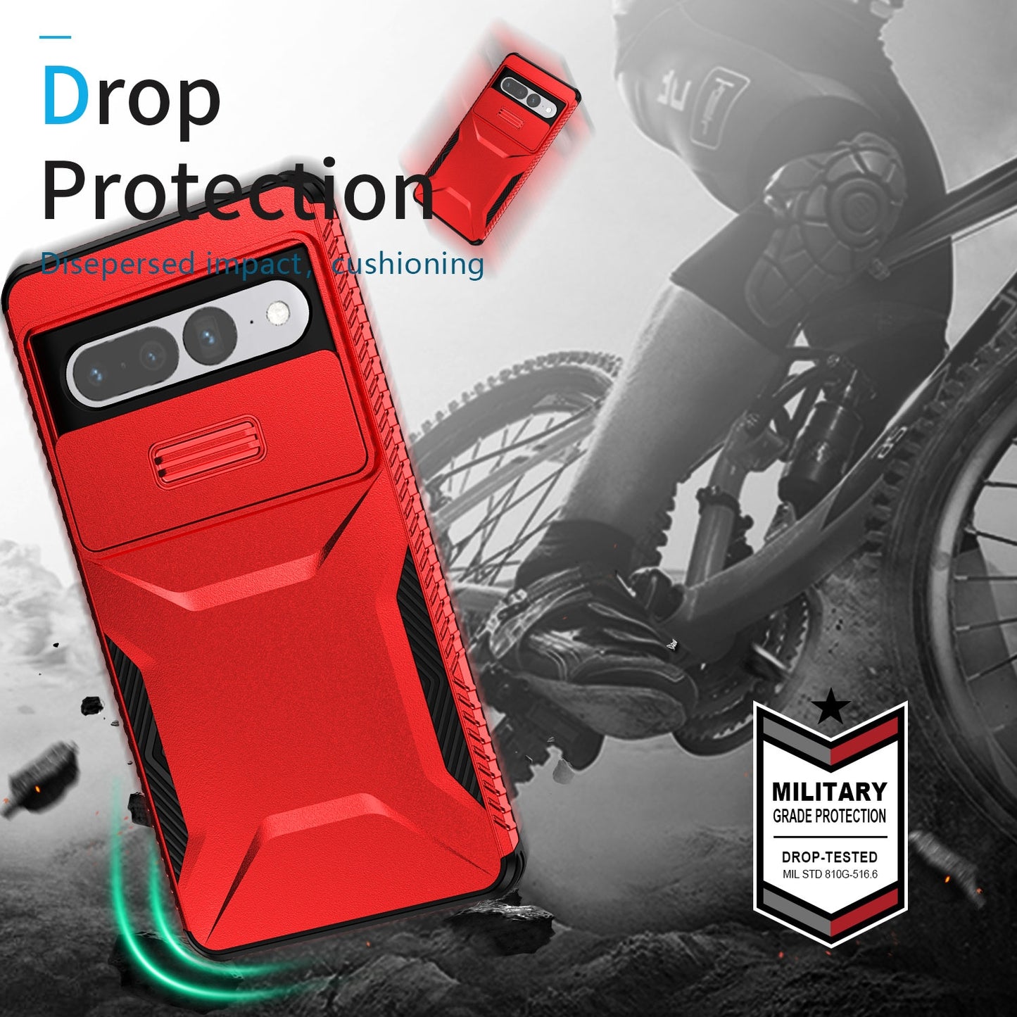 Google Pixel 7 Pro Phone Case with Sliding Camshield | Military-Grade TPU & PC Protective Anti-Scratch Anti-Skid Cover, Durable Shockproof Design