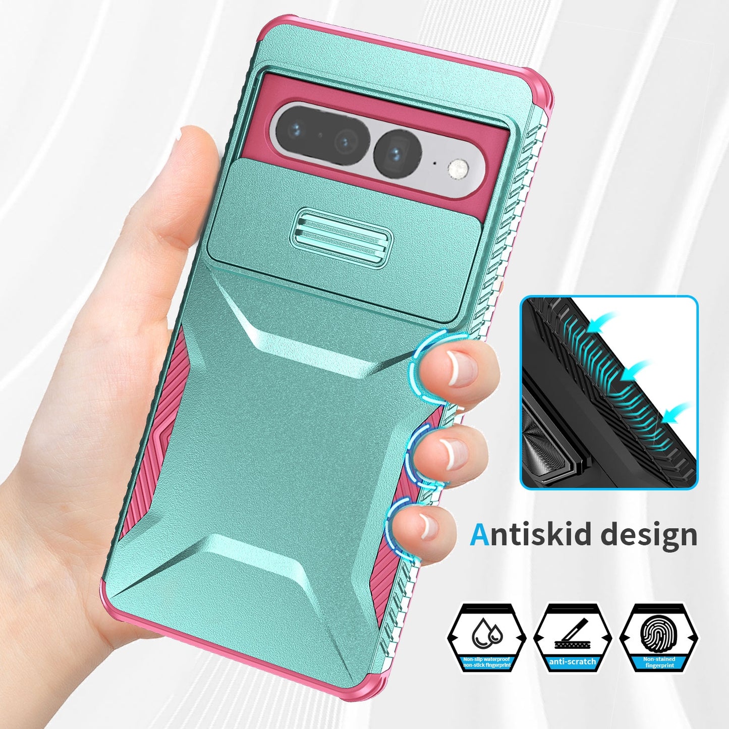 Google Pixel 7 Pro Phone Case with Sliding Camshield | Military-Grade TPU & PC Protective Anti-Scratch Anti-Skid Cover, Durable Shockproof Design