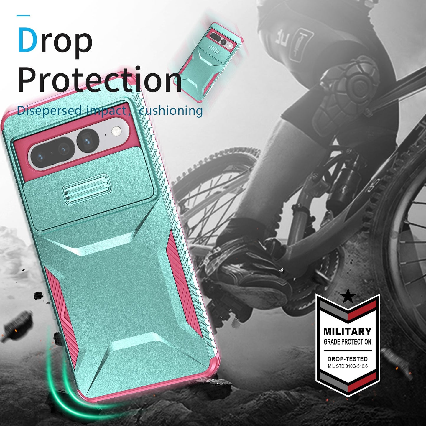 Google Pixel 7 Pro Phone Case with Sliding Camshield | Military-Grade TPU & PC Protective Anti-Scratch Anti-Skid Cover, Durable Shockproof Design