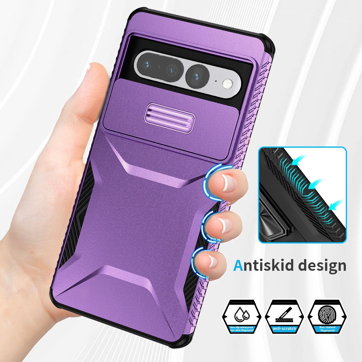 Google Pixel 7 Pro Phone Case with Sliding Camshield | Military-Grade TPU & PC Protective Anti-Scratch Anti-Skid Cover, Durable Shockproof Design