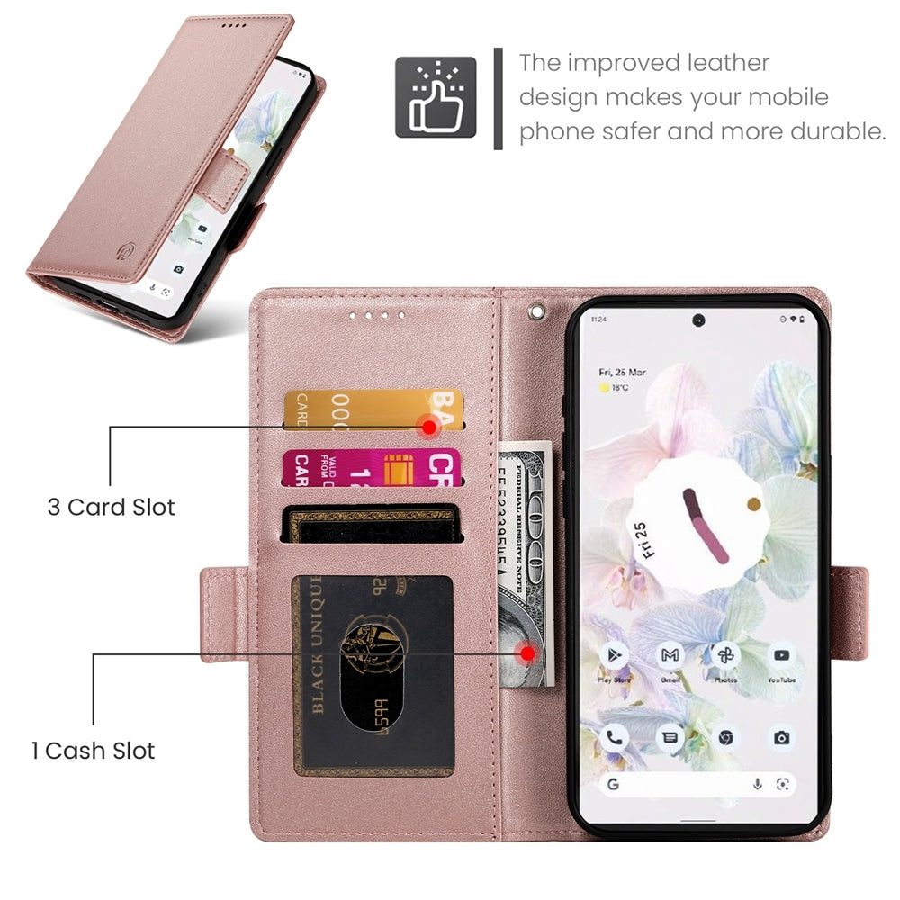 Google Pixel 7 Pro Magnetic Leather Wallet Case with Card Slots, Stand Function & Full Protection