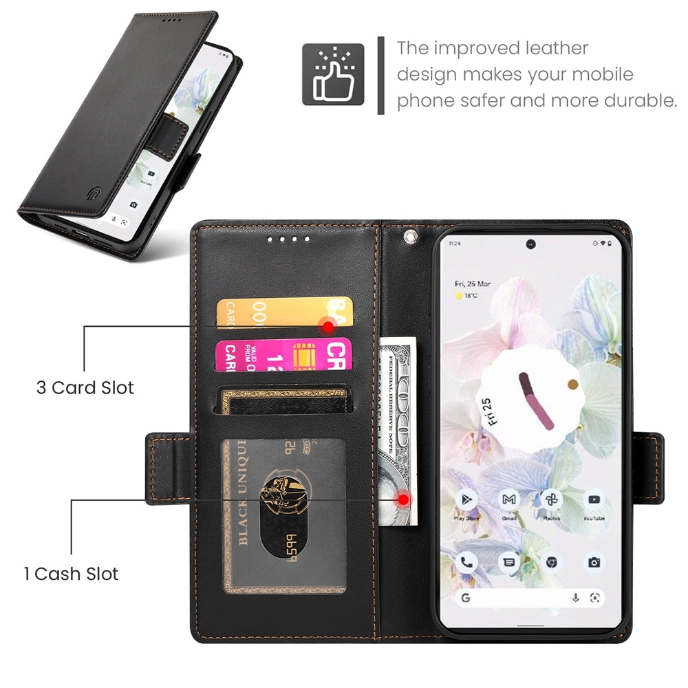Google Pixel 7 Pro Magnetic Leather Wallet Case with Card Slots, Stand Function & Full Protection