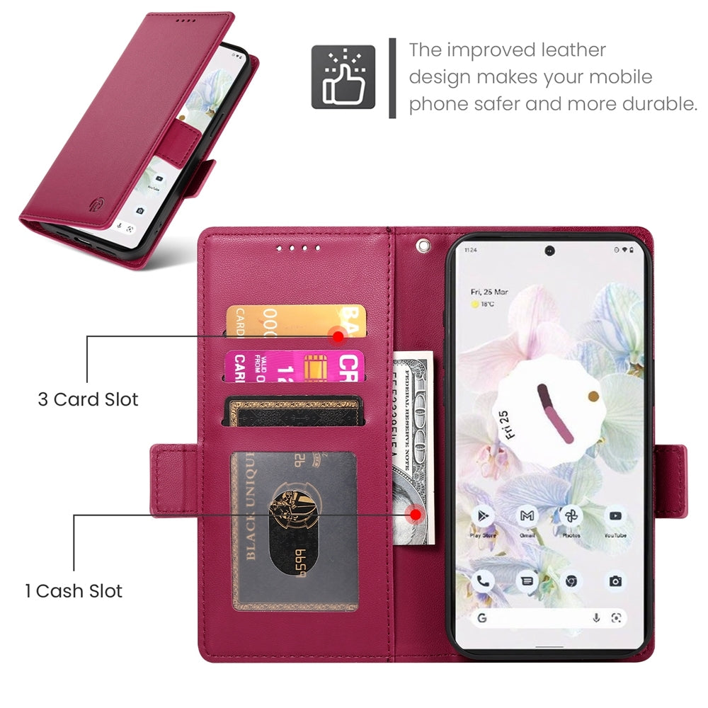 Google Pixel 7 Pro Magnetic Leather Wallet Case with Card Slots, Stand Function & Full Protection