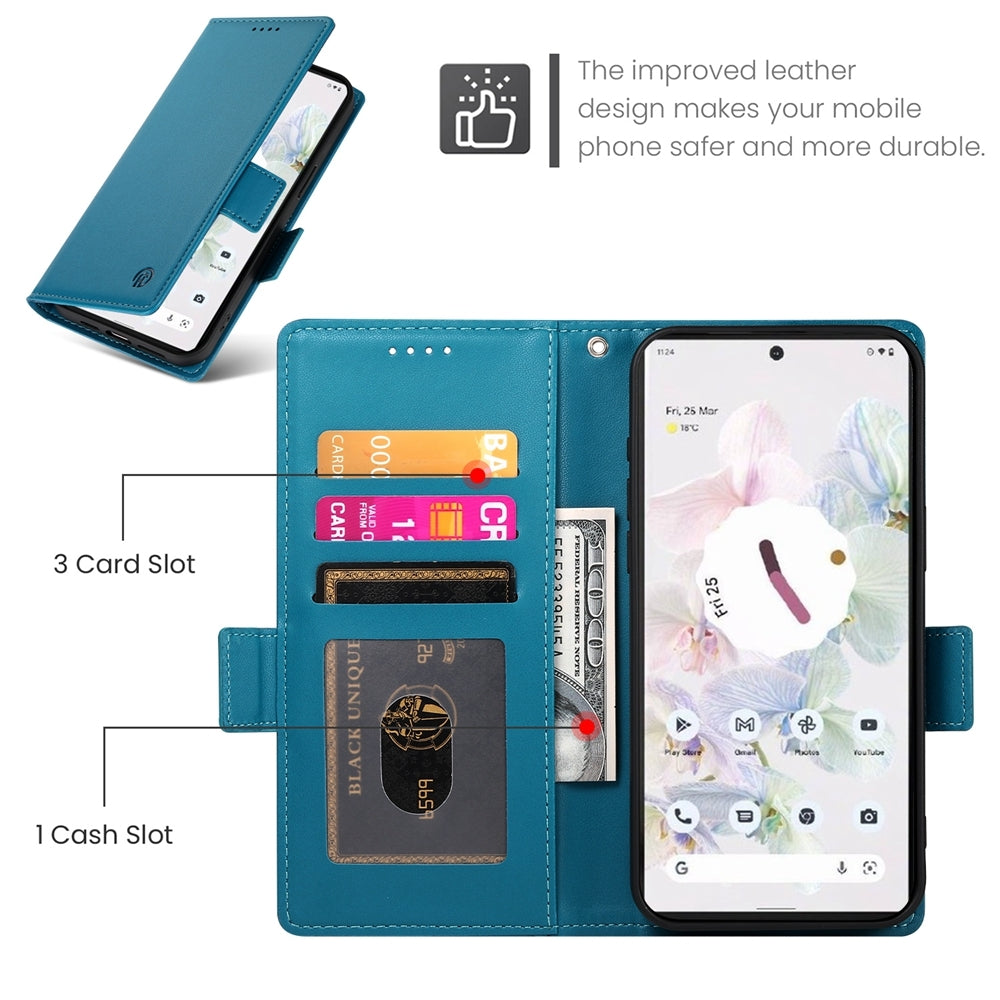 Google Pixel 7 Pro Magnetic Leather Wallet Case with Card Slots, Stand Function & Full Protection
