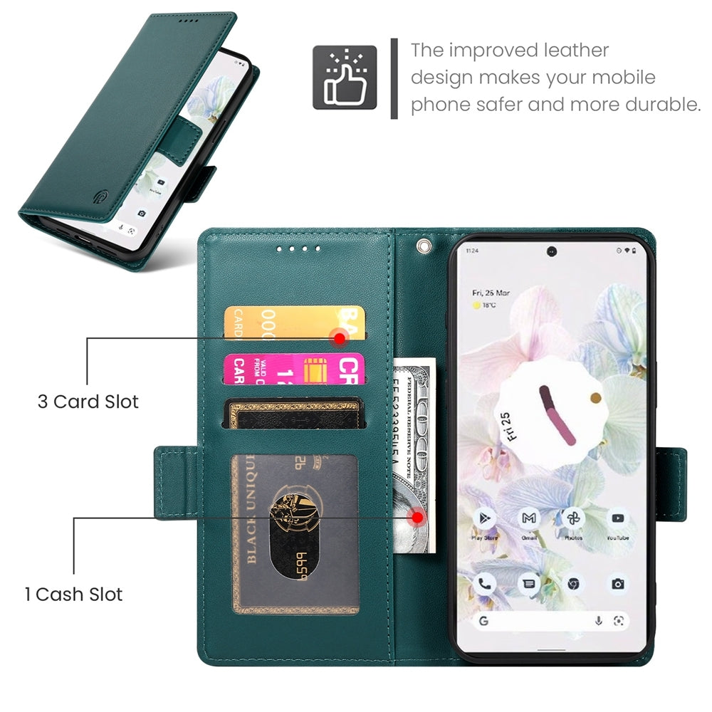 Google Pixel 7 Pro Magnetic Leather Wallet Case with Card Slots, Stand Function & Full Protection