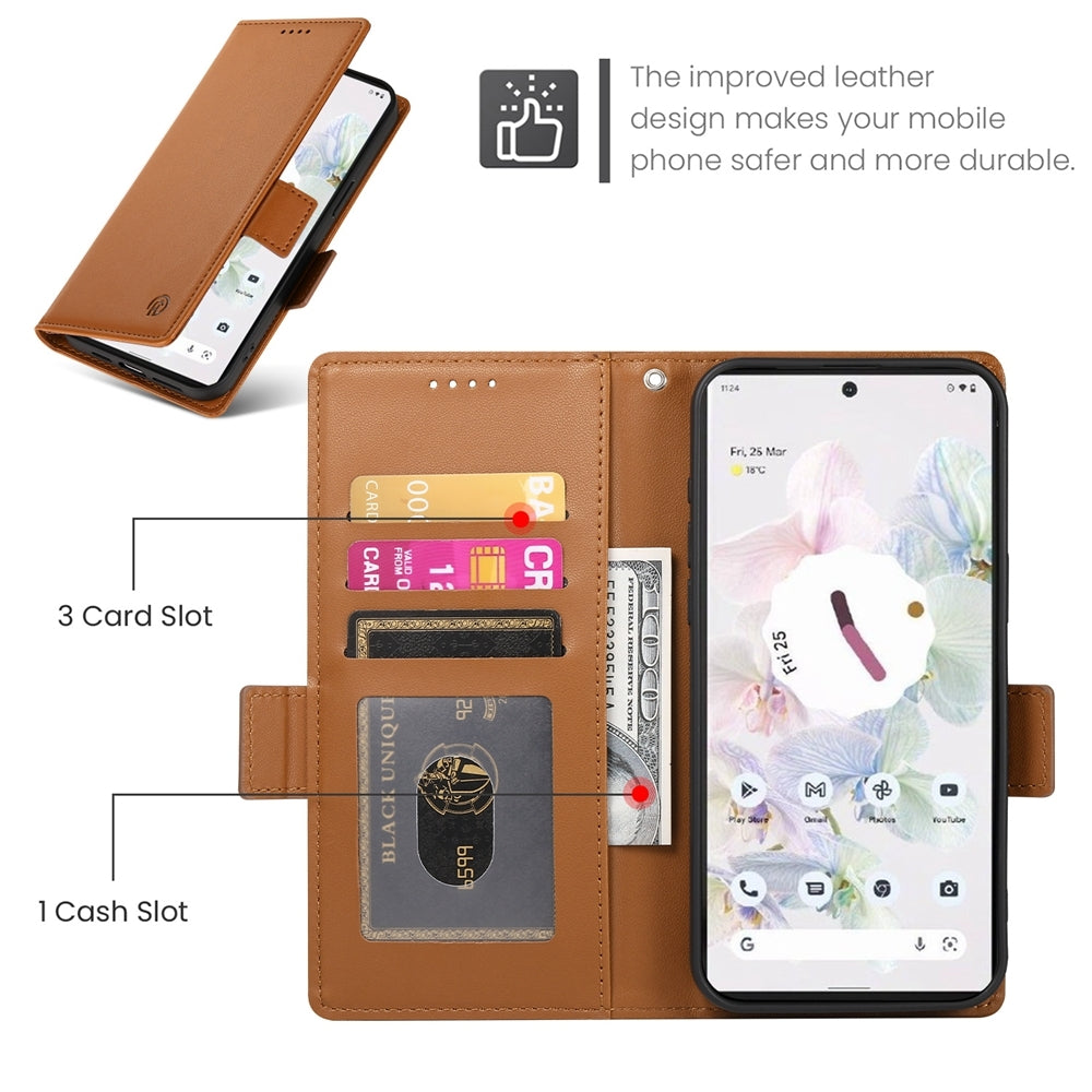 Google Pixel 7 Pro Magnetic Leather Wallet Case with Card Slots, Stand Function & Full Protection