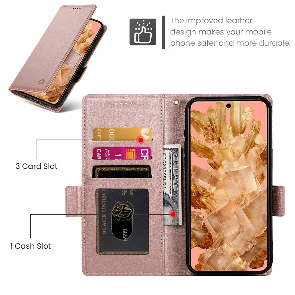 Google Pixel 8 Magnetic Leather Wallet Case with Card Slots, Stand Function & Full Protection