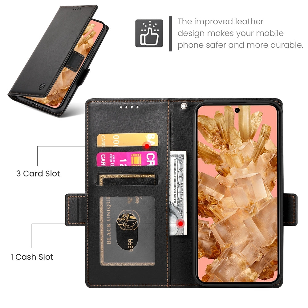 Google Pixel 8 Magnetic Leather Wallet Case with Card Slots, Stand Function & Full Protection