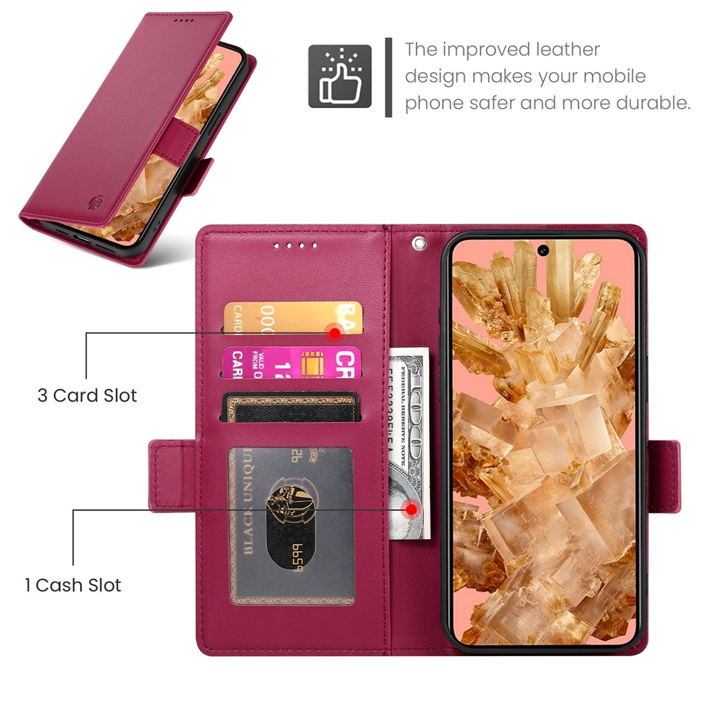 Google Pixel 8 Magnetic Leather Wallet Case with Card Slots, Stand Function & Full Protection