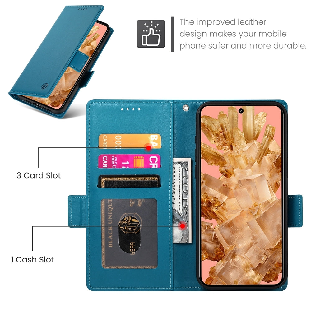 Google Pixel 8 Magnetic Leather Wallet Case with Card Slots, Stand Function & Full Protection