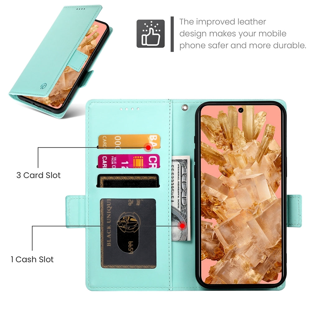 Google Pixel 8 Magnetic Leather Wallet Case with Card Slots, Stand Function & Full Protection