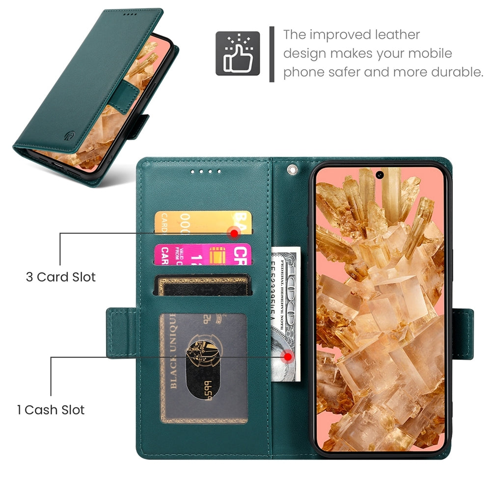 Google Pixel 8 Magnetic Leather Wallet Case with Card Slots, Stand Function & Full Protection